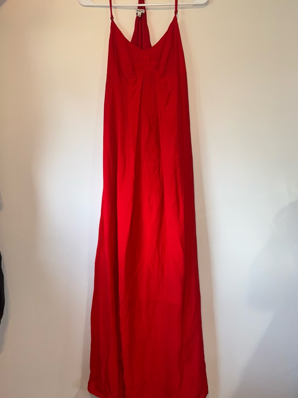 Madewell Red V-Neck Strappy Sleeveless Lined Zip Maxi Dress Size 4 C6702